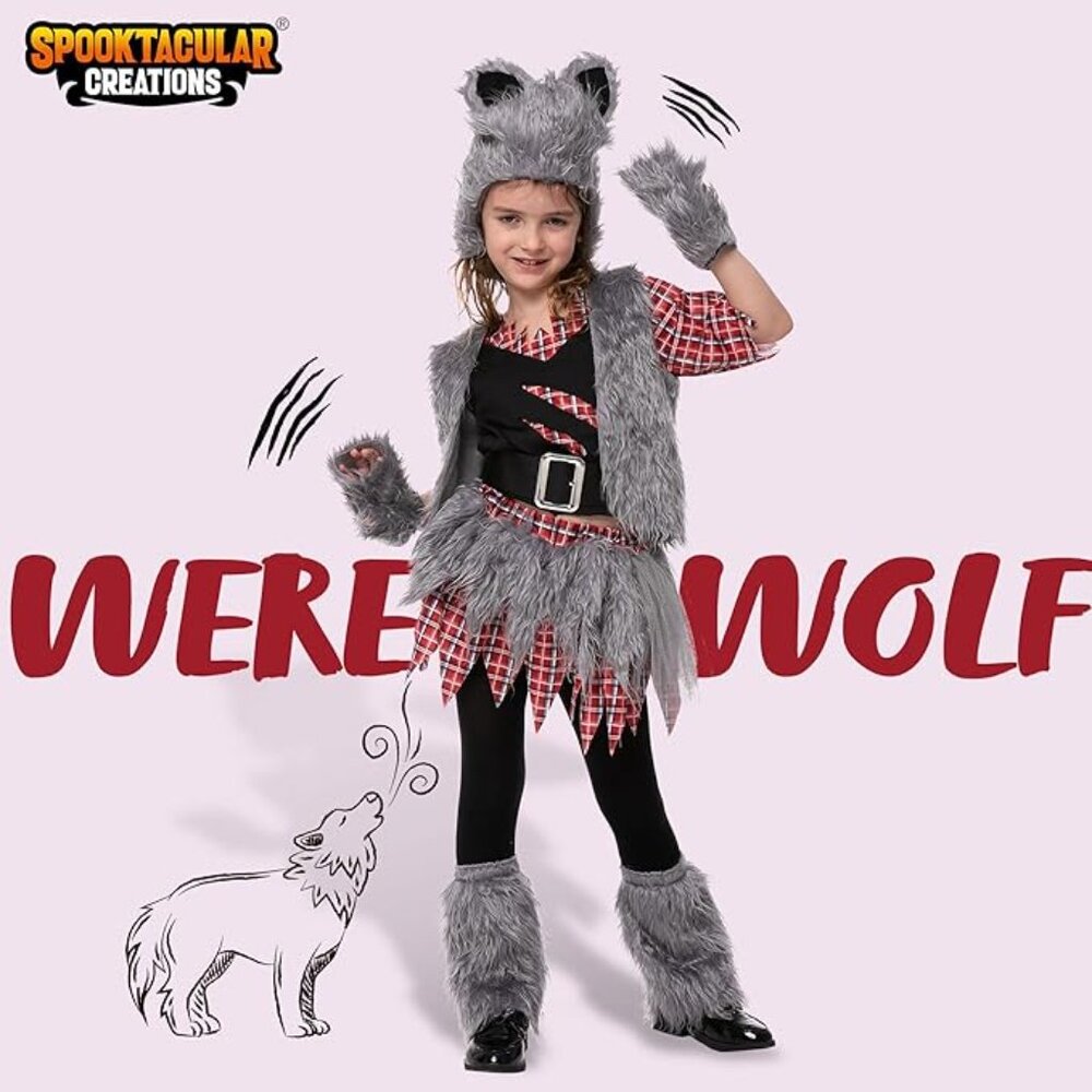 SPOOKTACULAR | Girl's Werewolf Costume Halloween Costume Medium GUC 8 10 yrs GUC - Picture 1 of 6